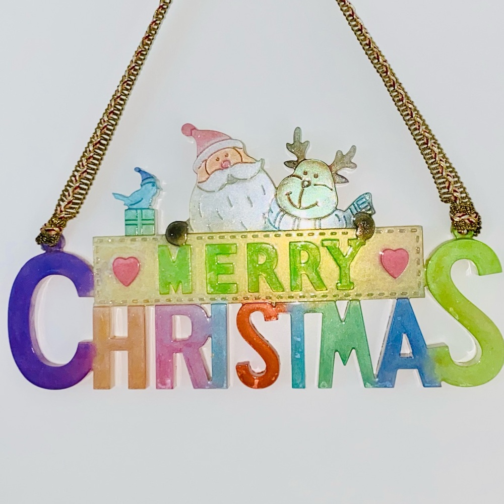 Colorful Merry Christmas Hanging Sign